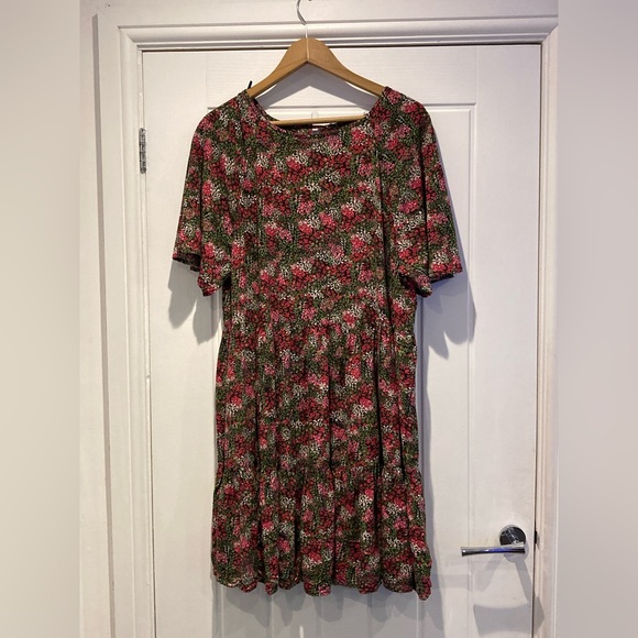 next Dresses & Skirts - Next green & pink floral summer dress ladies size 16